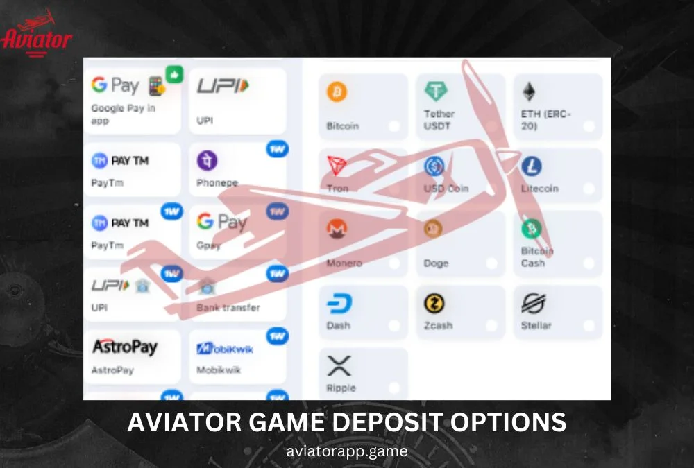 aviator game deposit options