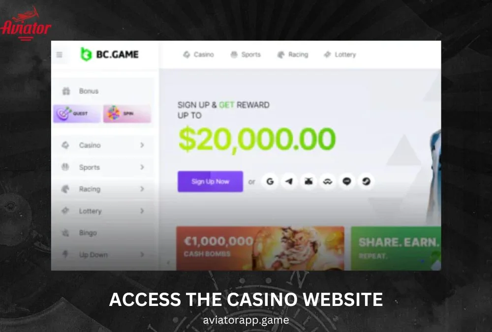 access the online casino website
