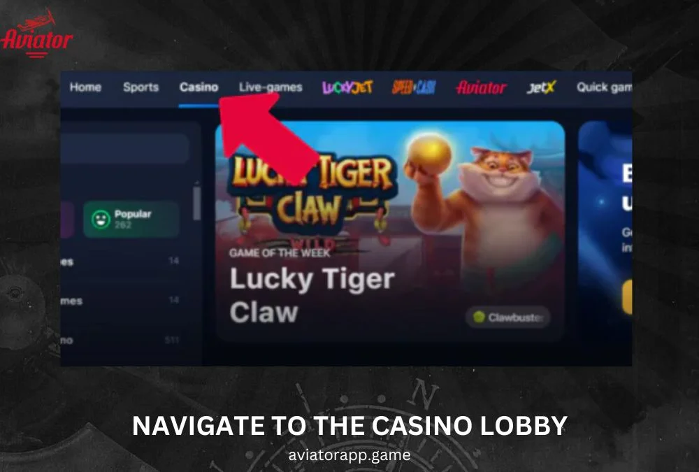 navigate to the casino lobby